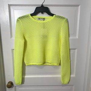 NWT Zara Neon Yellow long sleeve Crop